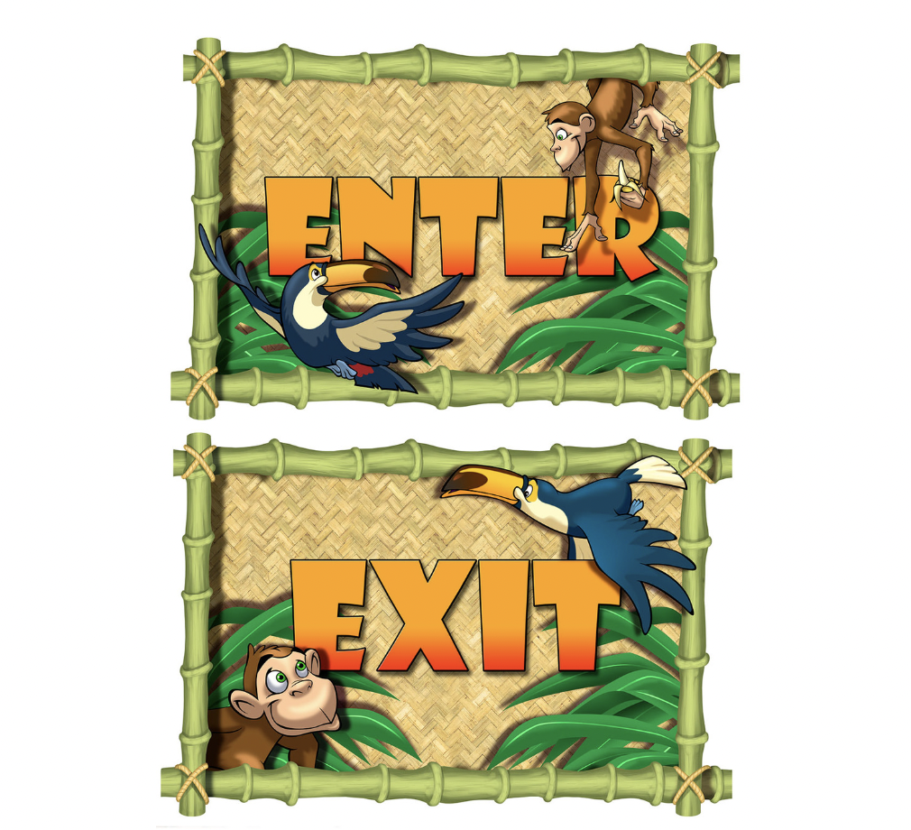Jungle Themed Enter and Exit Signs