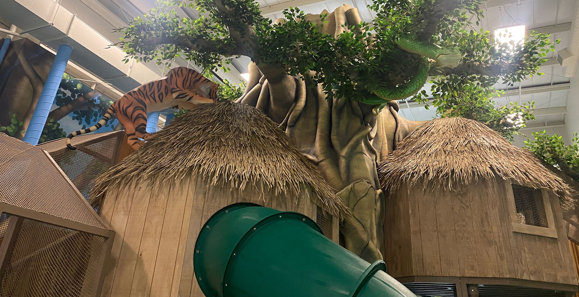 3D Sculpted Tiger and Treehouses at West Chicago Park District's Treetop Escape at the ARC Center