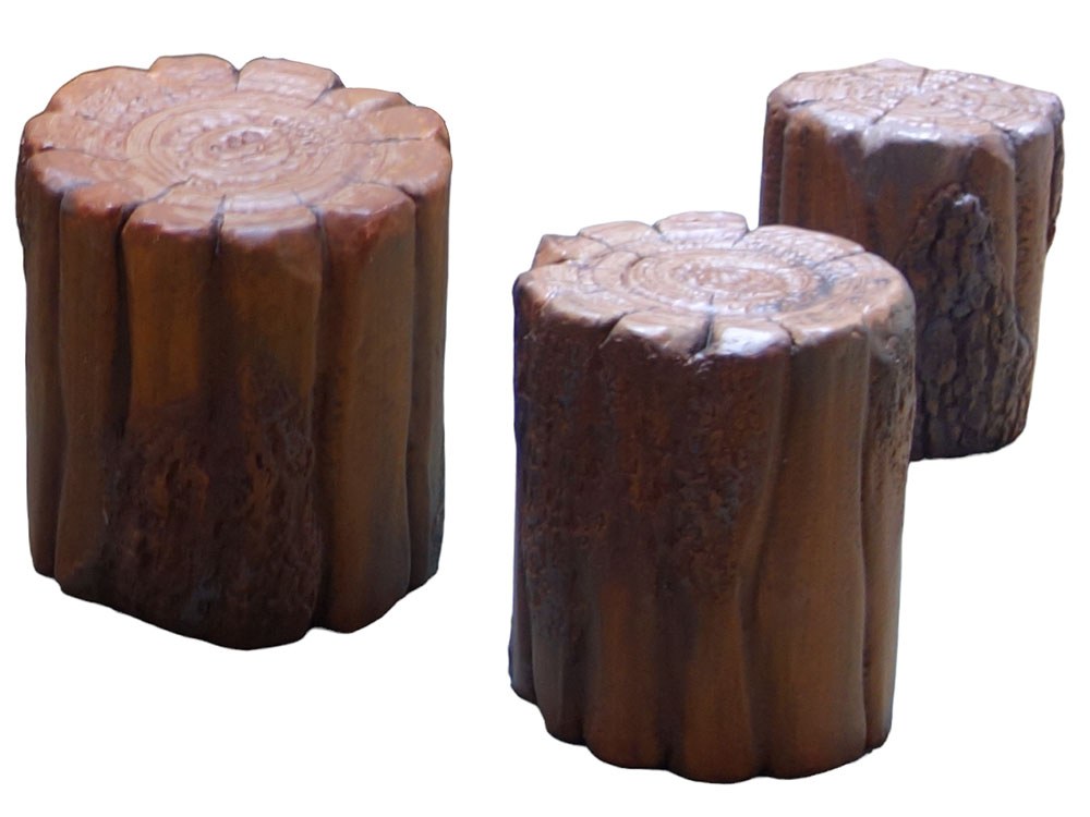 Sculpted Log Stump Seats (Set of 3)