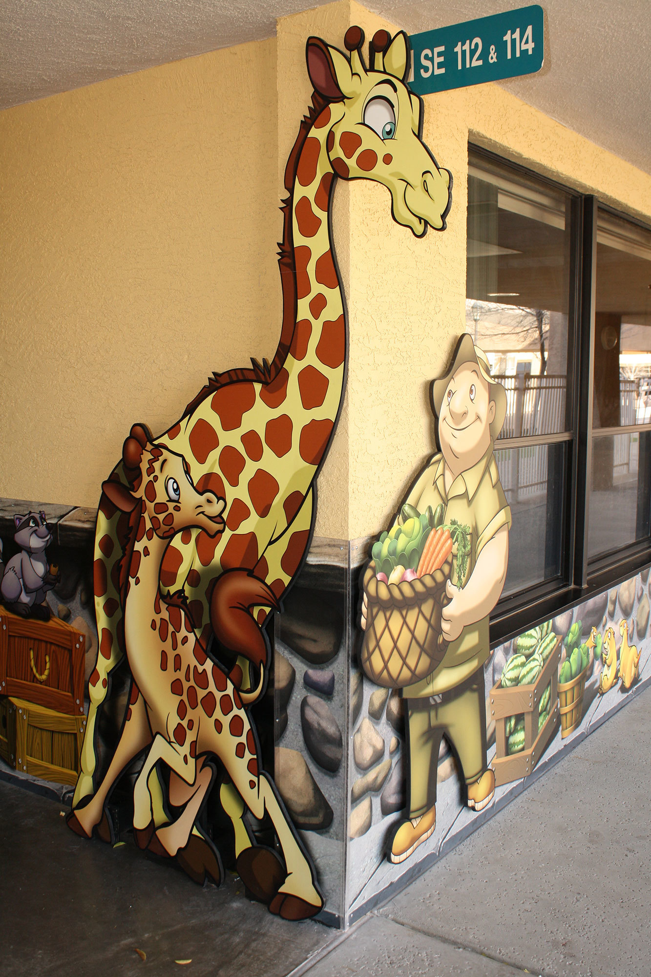 Zoo & Park Themed Giraffes and caretaker 2D Cutouts at Casas Church