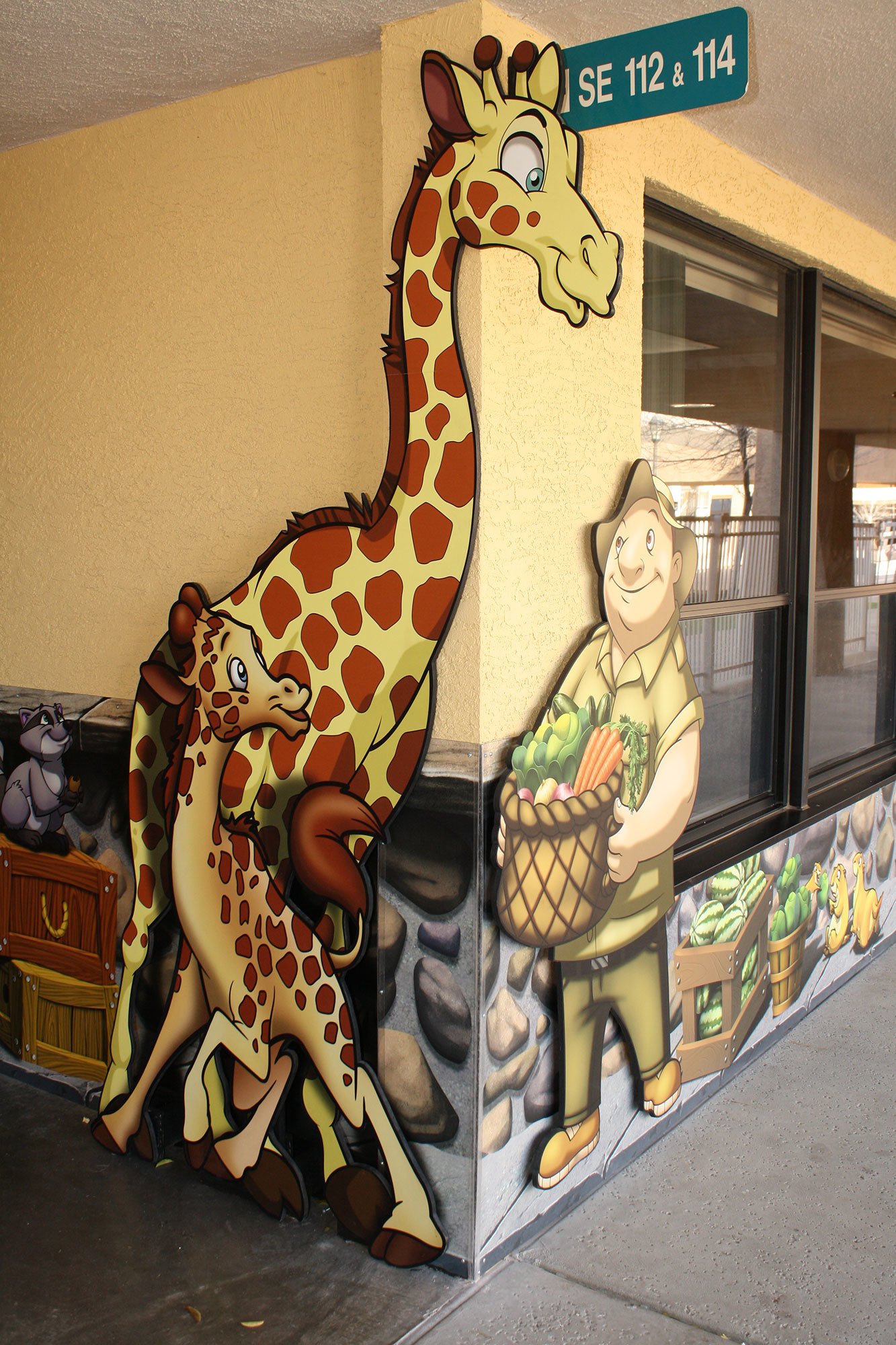 Zoo & Park Themed Giraffes and caretaker 2D Cutouts at Casas Church