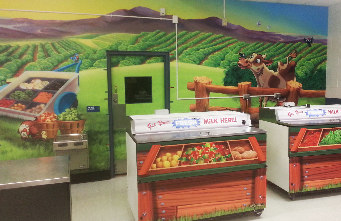 Farm Themed Wall Covering and Milk Bin Wraps at Pasco County Schools