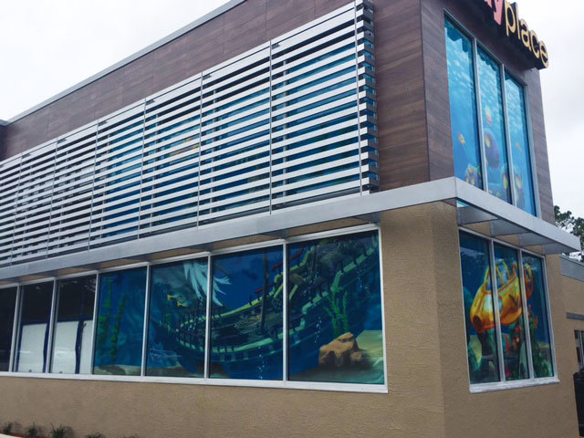 Exterior view of Undersea Themed Window Vinyl at McDonald's