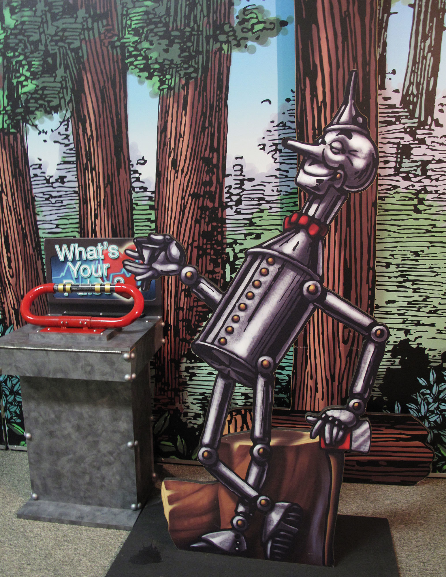 2D Tin Man cutout at Wizard of Oz Interactive Display at Great Explorations Museum