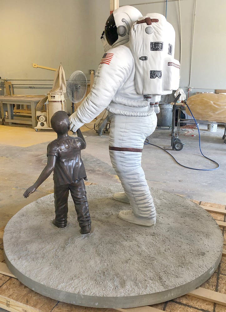 Image of Moon Man statue in our workshop