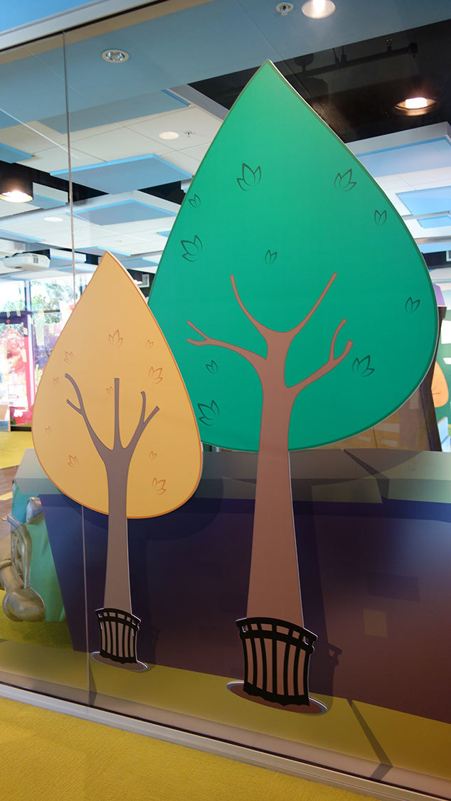 2D Tree Cutouts at Big City and Neighborhood Themed Space at Mount of Olives Church