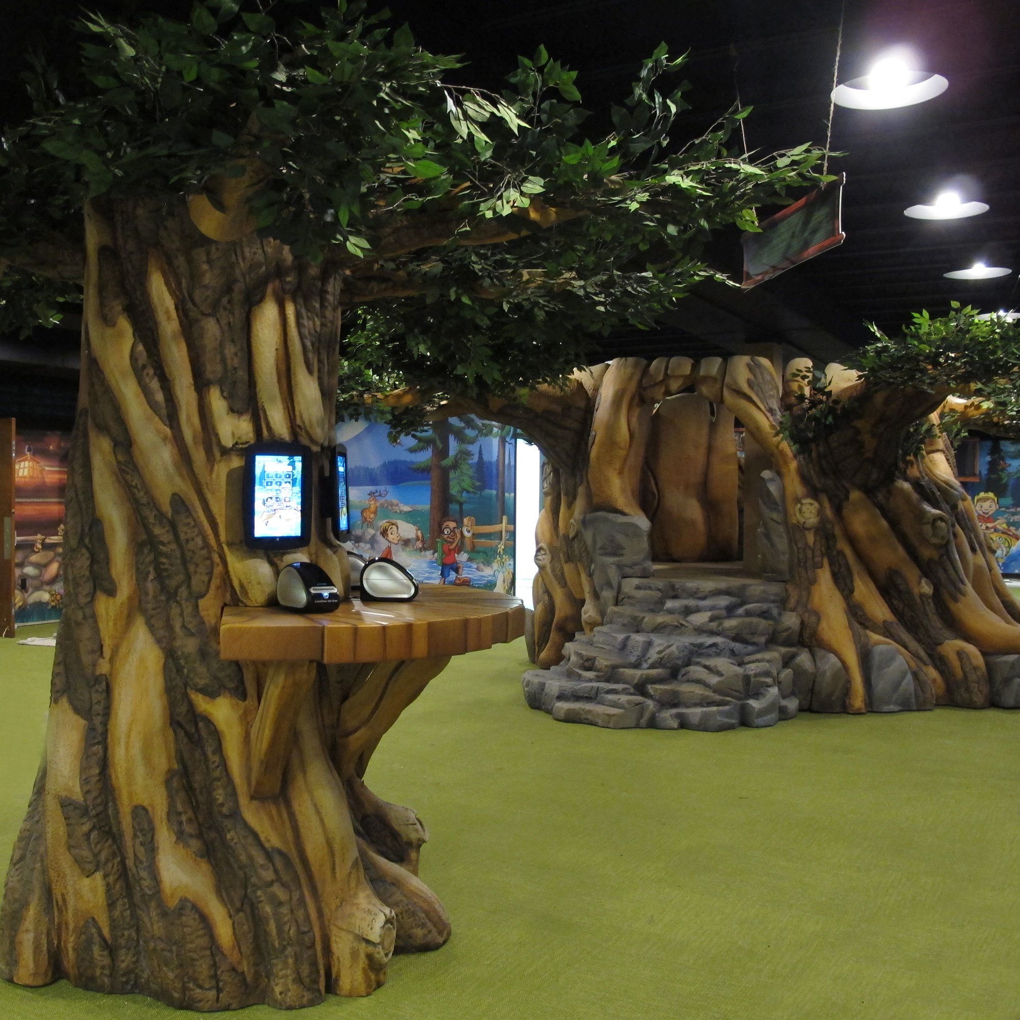 3D Sculpted Trees as check in desk at a Church